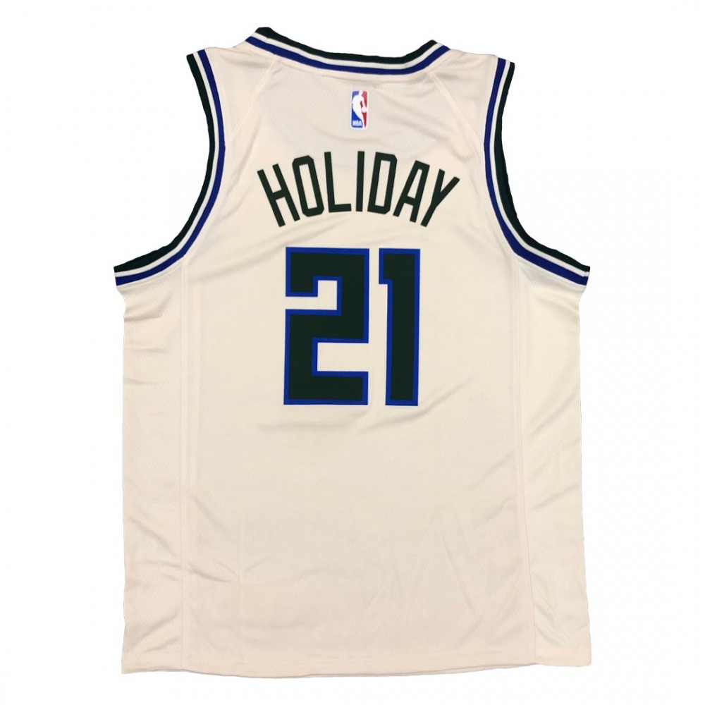 Men's Milwaukee Bucks Jrue Holiday #21 White Cream Swingman Jersey - City Edition-Pro Kit Vault | Brand New 26/27 Sports Jerseys